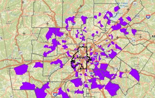 map - where low income jobs are located (top 20%)