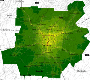 Particulate Matter 2.5 concentrations in metro Atlanta