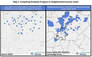 atlanta area maps showing correlation between graduate outcomes and neighborhood income levels