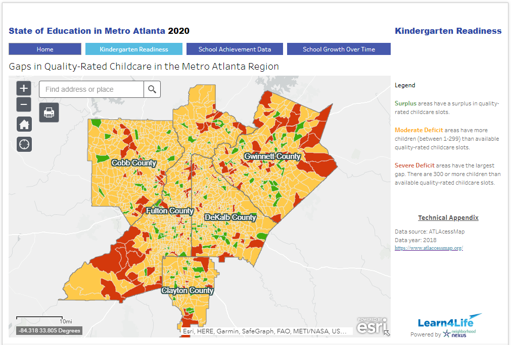 Kindergarten Readiness Map from L4L's new dashboard