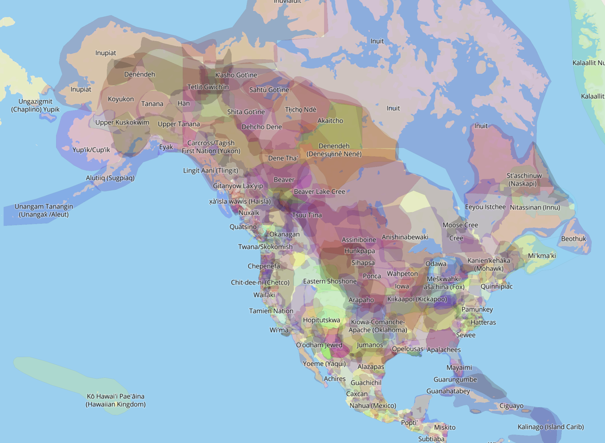 A map of Indigenous territories in North America 