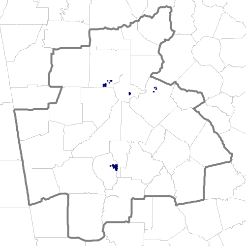 Dot density map showing the locations of people born in Cabo Verde and residing in and near the Atlanta MSA, according to the U.S. Census Bureau's American Community Survey 2024 5-year Estimates